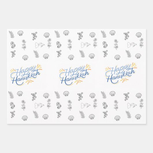 Hanukkah thema cadeau inpakpapier vel (Voorkant 3)