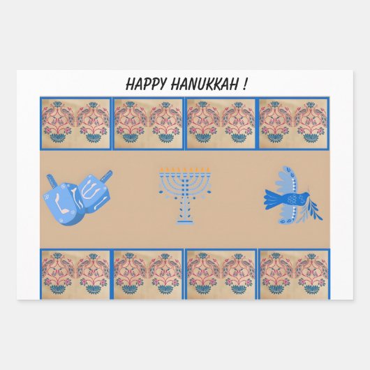 Hanukkah thema cadeau inpakpapier vel (Voorkant)