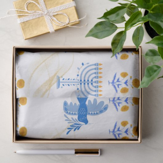 Hanukkah tissue Paper – Menorah, Dove, Dreidel Tissuepapier (Geschenk)