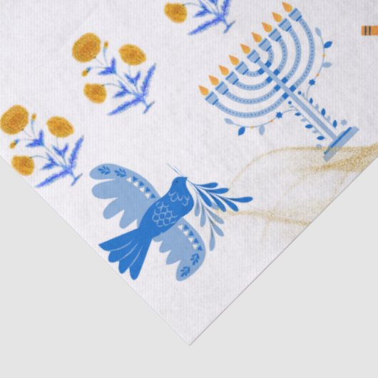 Hanukkah tissue Paper – Menorah, Dove, Dreidel Tissuepapier (Detail)