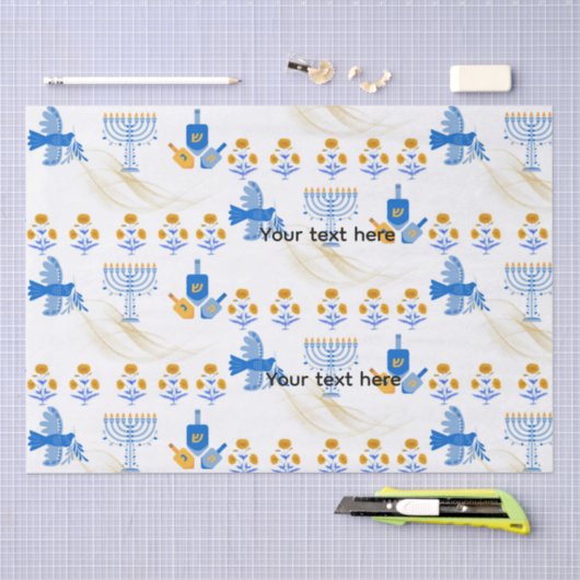 Hanukkah tissue Paper – Menorah, Dove, Dreidel Tissuepapier (Craft)