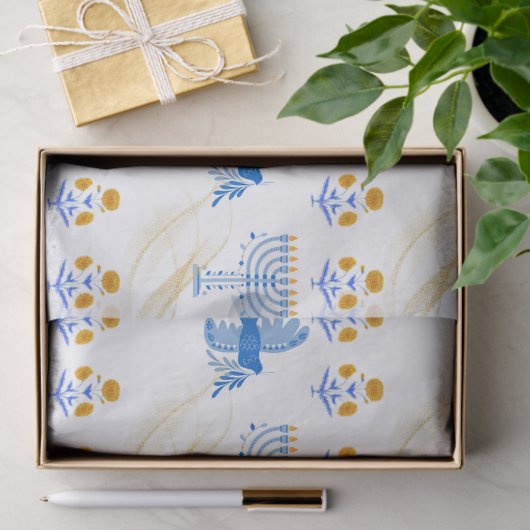 Hanukkah tissue Paper – Menorah, Dove, Dreidel Tissuepapier (Geschenk)