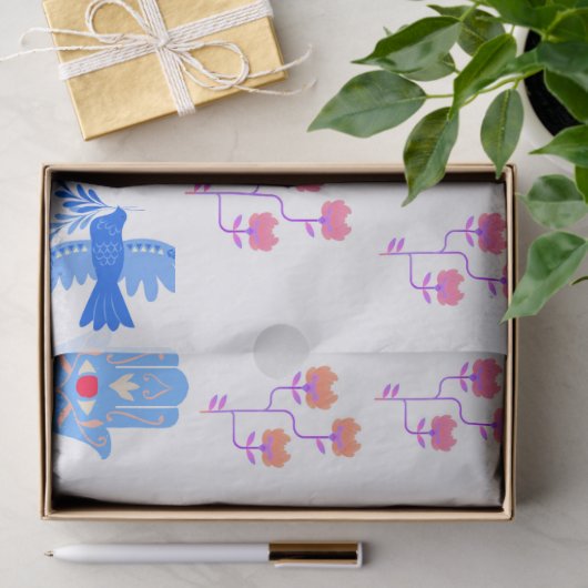 Hanukkah tissue Paper – Menorah, Hamsa, Dove Tissuepapier (Geschenk)