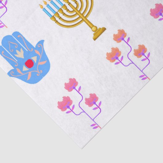 Hanukkah tissue Paper – Menorah, Hamsa, Dove Tissuepapier (Detail)