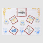 Hanukkah Tissue Paper – Postzegelstijl Tissuepapier (Voorkant)