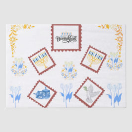 Hanukkah Tissue Paper – Postzegelstijl Tissuepapier