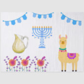 Hanukkah Tissue Paper with Vibrant Flowers, Menora Tissuepapier (Voorkant)