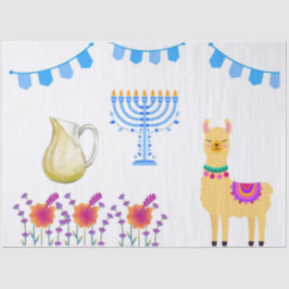 Hanukkah Tissue Paper with Vibrant Flowers, Menora Tissuepapier