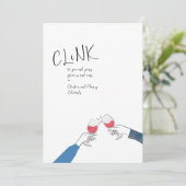Hanukkah Toast Kaart – “Klink” Wijn Glas Proost (Staand voorkant)