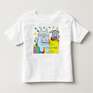 Hanukkah Toddler Jersey T-Shirt Blue Cat and Mouse