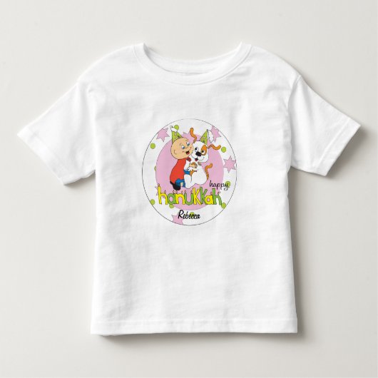 Hanukkah Toddler T-shirt/hond/groen/roze Kinder Shirts (Voorkant)