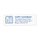 Hanukkah torah aangepast blauw wit, modern etiket (Voorkant)
