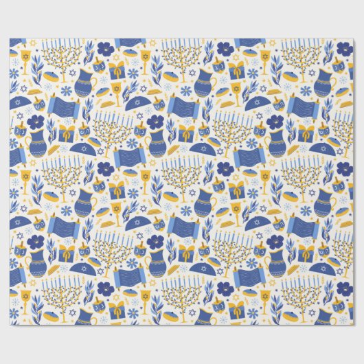 Hanukkah Torah Dreidel Ster van David Menorah Gift Cadeaupapier (Vlak)