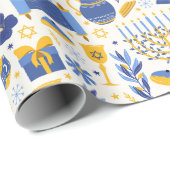 Hanukkah Torah Dreidel Ster van David Menorah Gift Cadeaupapier (Rol Hoek)