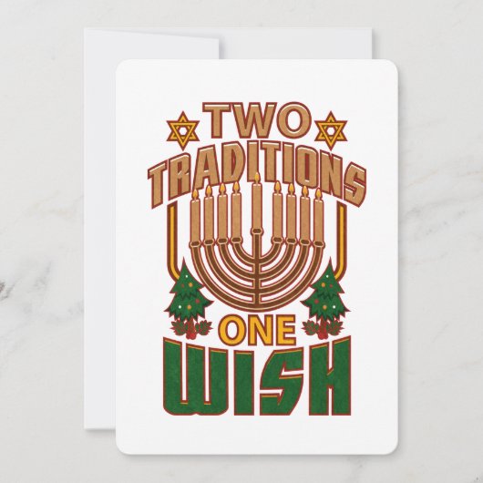 Hanukkah Two Traditions One Wish Christmukkah Feestdagenkaart (Voorkant)