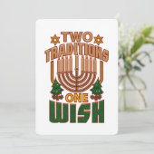 Hanukkah Two Traditions One Wish Christmukkah Feestdagenkaart (Staand voorkant)