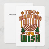 Hanukkah Two Traditions One Wish Christmukkah Feestdagenkaart (Voorkant / Achterkant)