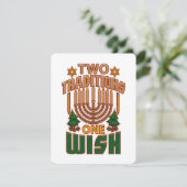 Hanukkah Two Traditions One Wish Christmukkah Feestdagenkaart (Staand voorkant)