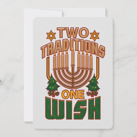 Hanukkah Two Traditions One Wish Christmukkah Feestdagenkaart (Voorkant)