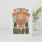 Hanukkah Two Traditions One Wish Christmukkah Feestdagenkaart (Staand voorkant)