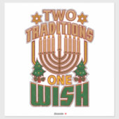 Hanukkah Two Traditions One Wish Christmukkah Sticker (Vel)
