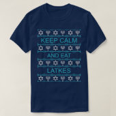 Hanukkah Ugly Christmas Sweater Keep Calm Eat Latk T-shirt (Design voorkant)