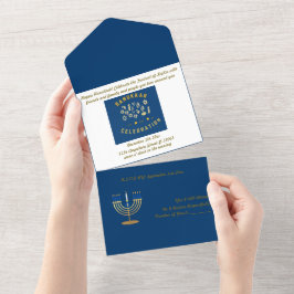 Hanukkah uitnodiging donkerblauw voor speciale dag