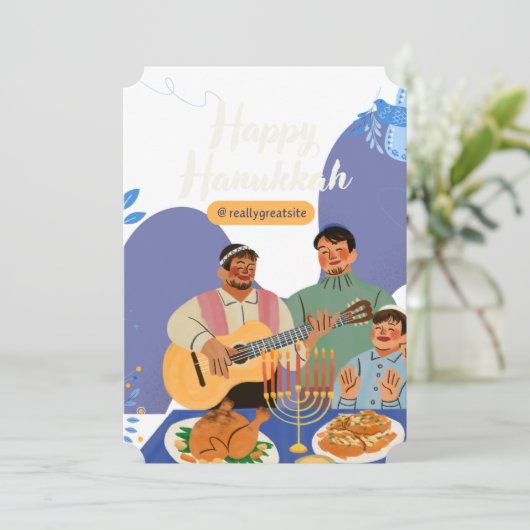 Hanukkah-uitnodiging ophelderen kaart (Staand voorkant)