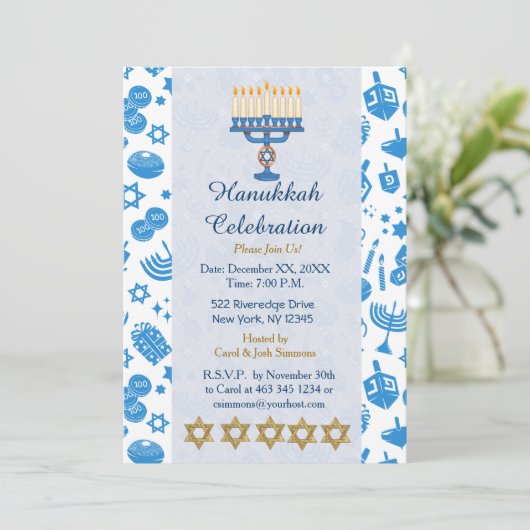 Hanukkah-uitnodigingen Kaart (Staand voorkant)