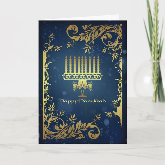 hanukkah vakantiekaart met menorah feestdagen kaart (Voorkant)