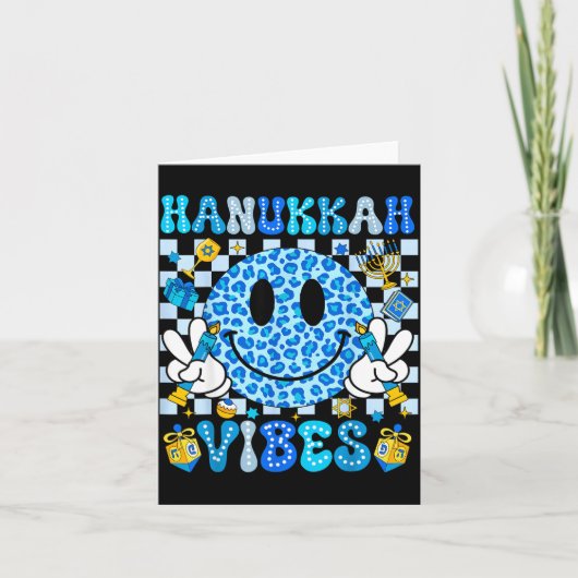 Hanukkah Vibes Groovy Smile Face Jewish Holiday Ch Kaart (Voorkant)