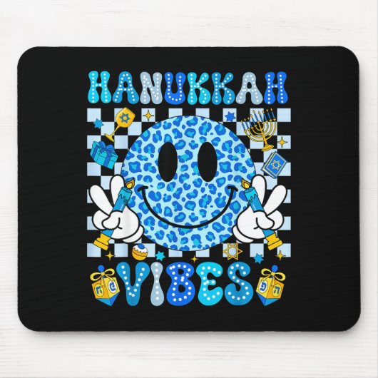 Hanukkah Vibes Groovy Smile Face Jewish Holiday Ch Muismat (Voorkant)