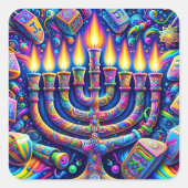 Hanukkah Vierkante Sticker (Voorkant)