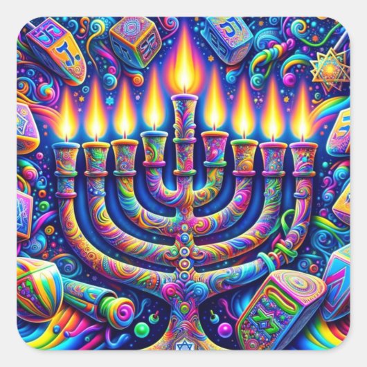 Hanukkah Vierkante Sticker (Voorkant)