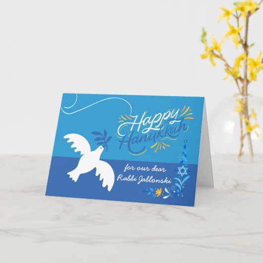 Hanukkah voor Rabbi Dove Olive Branch Card Kaart (Gele Bloem)