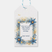 Hanukkah waterverf Bloemengloed Cadeaulabel (Achterkant)