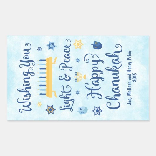 Hanukkah Whimsical Light and Peace Rechthoekige Sticker (Voorkant)