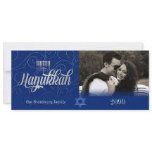 Hanukkah wil Custom Year Blue en Silver Photo