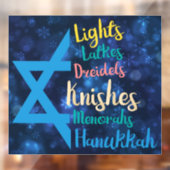 Hanukkah Window Cling Raamsticker (Vel 2)