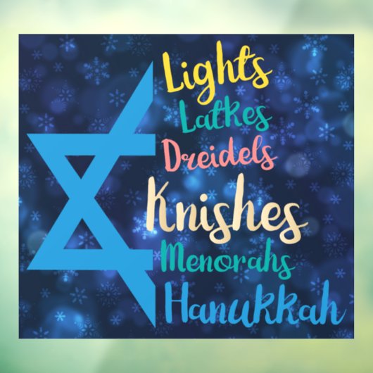 Hanukkah Window Cling Raamsticker (Vel 3)