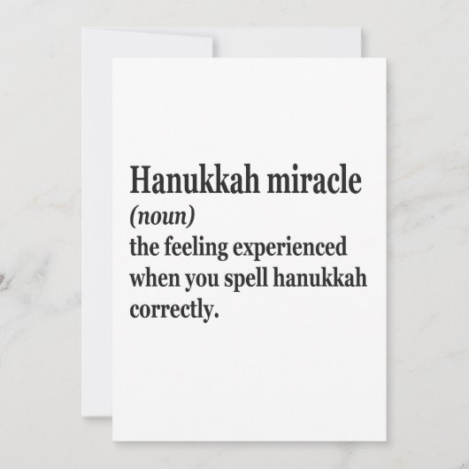 Hanukkah Wonder Funny Chanukah Joods Definisie  Kaart (Voorkant)