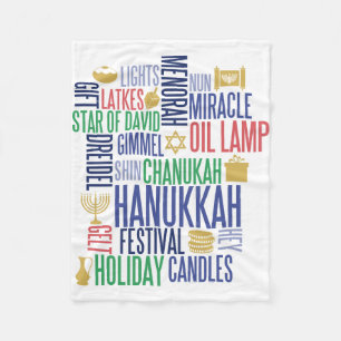 Hanukkah Words Holiday Fleece Blanket Deken