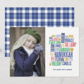 Hanukkah Words Holiday Fotokaart Feestdagenkaart (Voorkant / Achterkant)