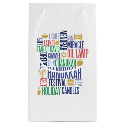 Hanukkah Words Holiday Gift Bag Klein Cadeauzakje (Achterkant)