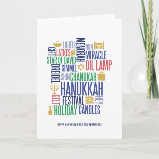Hanukkah Words Holiday Greeting Kaart (Voorkant)
