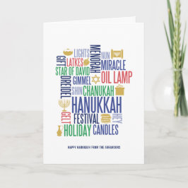 Hanukkah Words Holiday Greeting Kaart