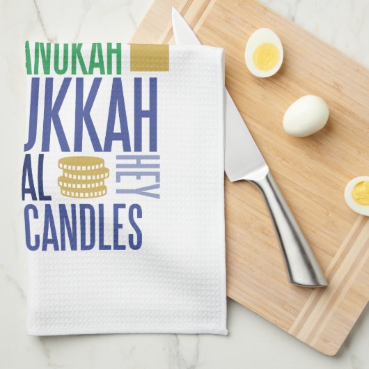 Hanukkah Words Holiday Kitchen Towel Theedoek (Quarter Fold)