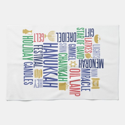 Hanukkah Words Holiday Kitchen Towel Theedoek (Horizontaal)