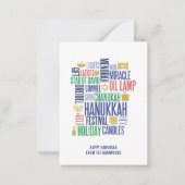Hanukkah Words Holiday Mini Note Kaart Notitiekaartje (Voorkant)