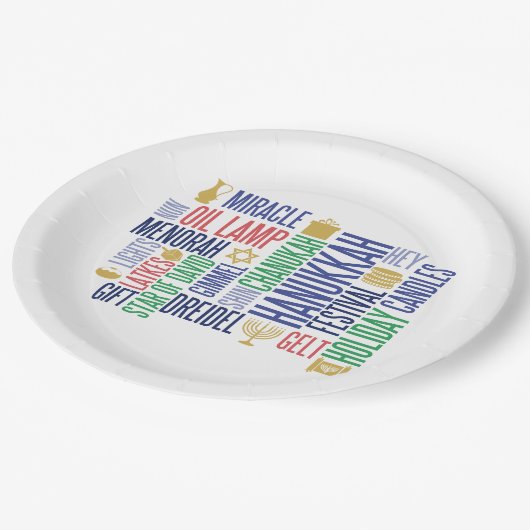 Hanukkah Words Holiday Paper Borden Papieren Bordje (Gekanteld)